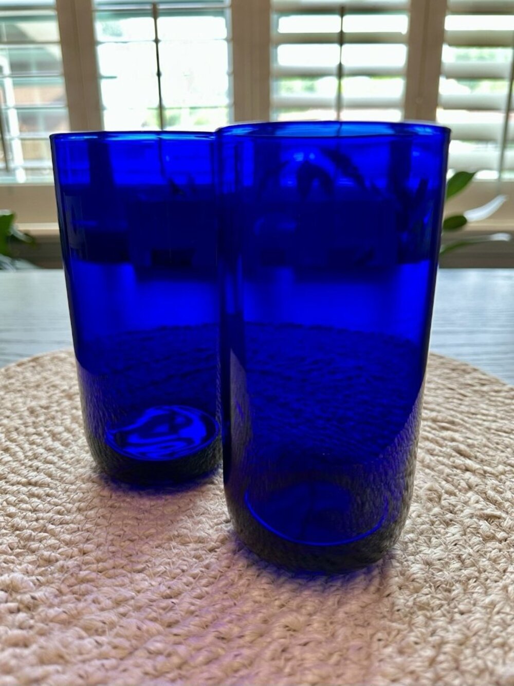 Libbey Cobalt Blue Metropolitan Glass Tumblers Round Bottom Set of 2 MCM 16 oz